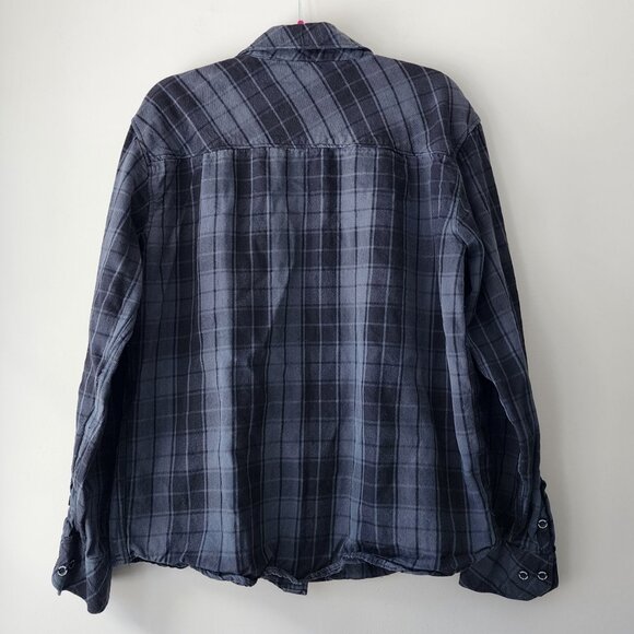 Tobacco Motorwear Co Shirt | Men's Large | Black Gray Plaid Button Down Flannel - Picture 5 of 7